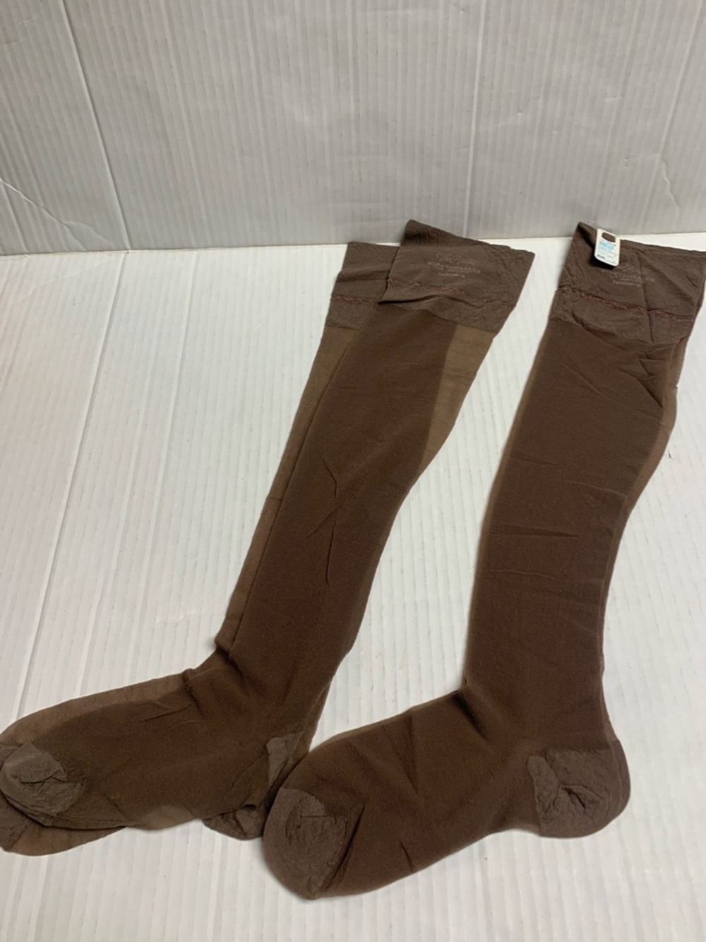 Vintage 50s Van Raalte Seamless Stretchables Stockings 8 Petites Taupe Haze New